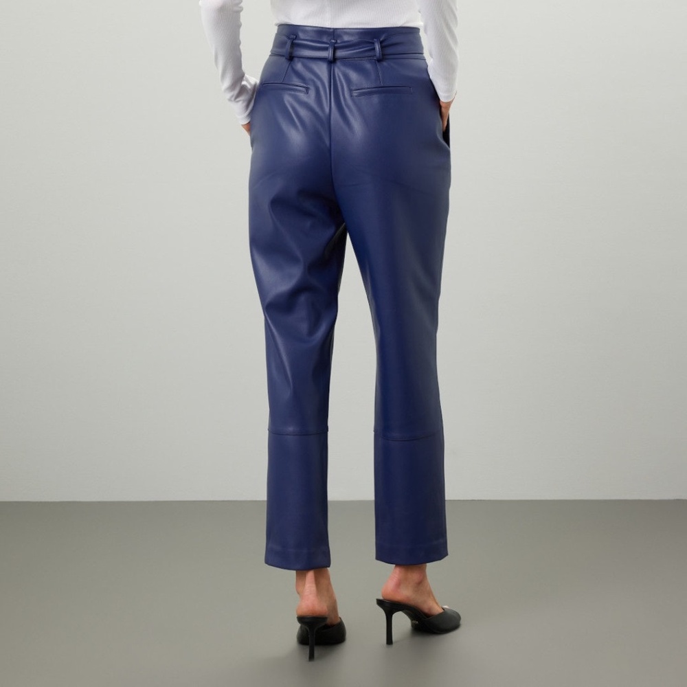 Peter Som x RTR Belted Faux Leather Pants in Blue, 6 - Picture 2 of 8